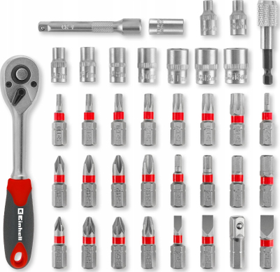 Set bitash dhe çelësash Einhell 1/4", 37 pjesë, çelik S2, L-CASE