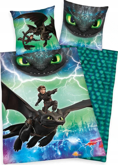 Set çarçafësh Herding Dragons, 135x200 cm, jastëk 80x80 cm, shumëngjyrësh