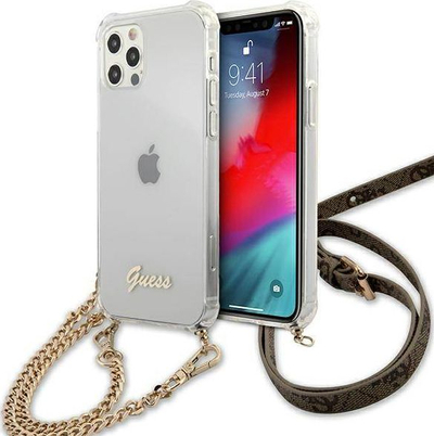 Mbulesë telefoni Guess 4G Chain për iPhone 12 Pro Max, 6.7", me zinxhir, transparente