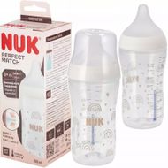 Biberon NUK Perfect Match Temperature Control, 260ml, silikoni, i bardhë