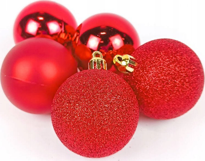 Toptha dekoru për pem Krishtlindjesh, set 5 copë, diametër 5 cm, t’kuq