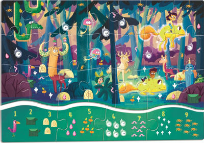 Puzzle edukativ Ludattica Puzzle 123 Magic Forest, 25 copa, 50x35 cm, shumëngjyrësh