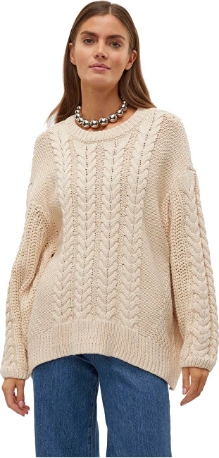 Pulovër për femra Vero Moda Cable Knit, bezhë