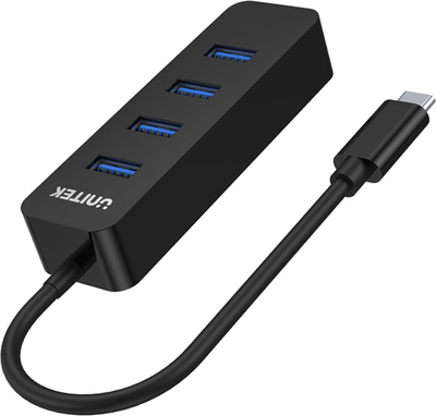 Hub USB Unitek H1117, USB C në 4x USB A 3.1, 5 Gbit/s, i zi