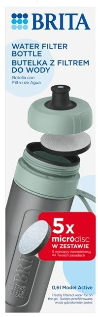 Shishe uji me filtër Brita Active, 0.60L, gri jeshile