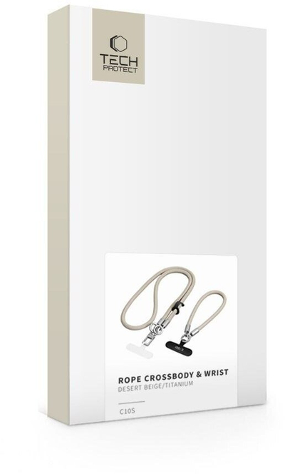 Varëse telefoni Tech-Protect C10S, crossbody 114cm, rrip dore 31cm, bezhë titanium