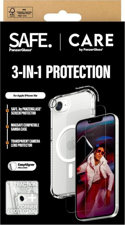 Set mbrojtës telefoni CARE by PanzerGlass Fashion 3 in 1, që s’çahet kollaj, transparent
