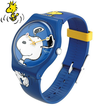 Orë për djem Swatch Peanuts Hee Hee Hee, e kaltër