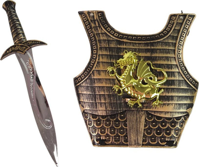 Set lodër kalorësi Leantoys Knight Armor, hark dhe shpatë, për kalamaj