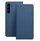 Fутрола книга OEM LUNA Book Carbon за Samsung Galaxy S25 Edge, со карбонска футрола, функција за држење, сина
