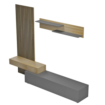 Set komodë për TV Dort 249,5x42,2x199,5Hcm (HM18076.02), zezë