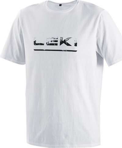 Bluzë sportive meshkuj Leki Men Logo, pambuk, me mëngë të shkurtra, e bardhë