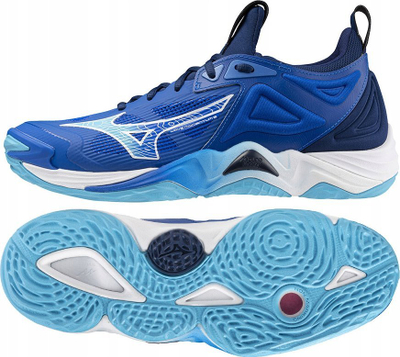 Atlete volejbolli Mizuno Wave Momentum 3 V1GA231201 për burra, për dysheme të forta, blu