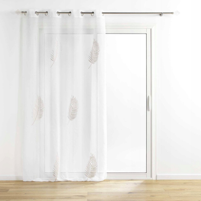 Perde Douceur d’Intérieur PALMEOR, 140 x 240 cm, me unaza, e bardhë