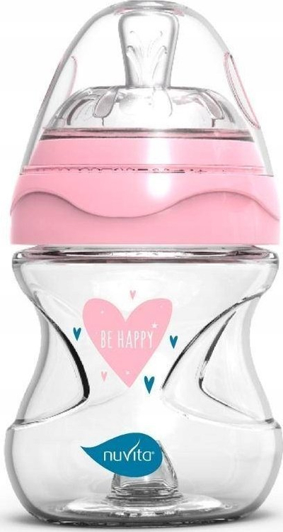 Biberon qelqi Nuvita Glass Bottle Pink, 140 ml, rozë