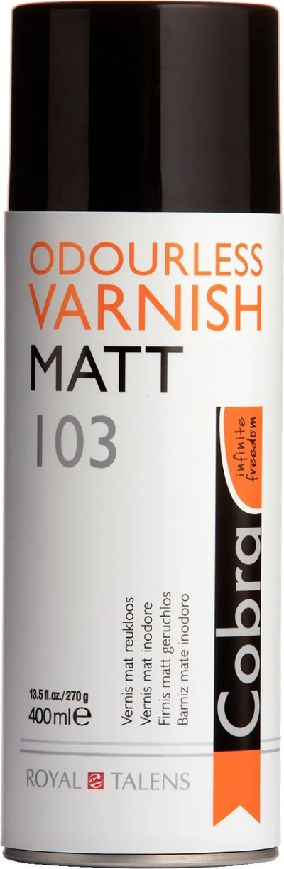 Llak mat për piktura Cobra Matt 103, sprej 400ml, transparent