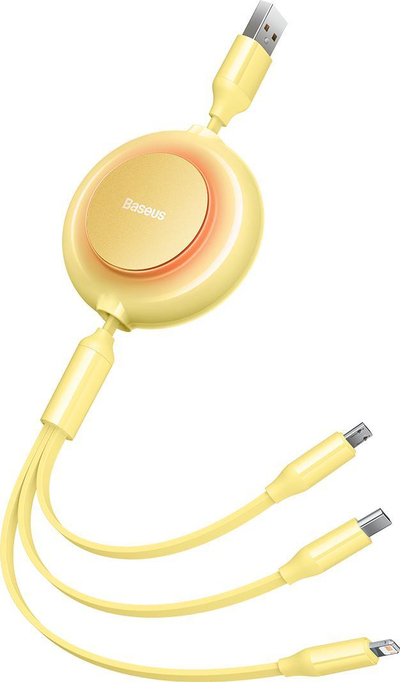 Kabllo kariku Baseus Bright Mirror Series, 3 në 1 USB në Type C Lightning Micro USB 3.5A 66W, e verdhë