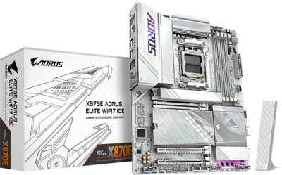 Матична плоча Gigabyte X870E AORUS ELITE WIFI7 ICE, DDR5, AM5