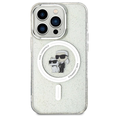 Maskë telefoni Karl Lagerfeld KLHMP15LHGKCNOT, për iPhone 15 Pro 6.1", MagSafe, transparente me shkëlqim