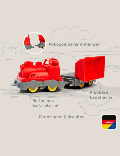 Lodër tren BIG Power Worker Mini Train, me rimorkio, plastike, i kuq