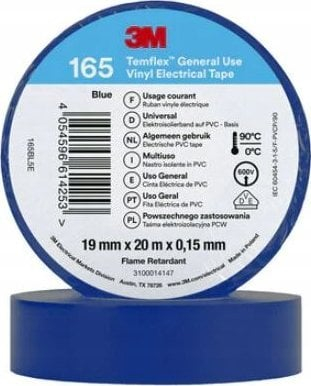 Shirit izolues 3M Temflex 1500, PVC, 19mm x 20m, blu