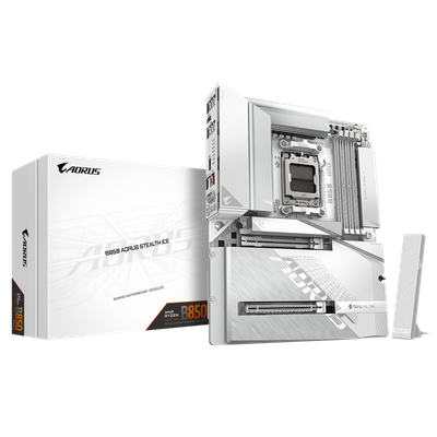 Pllakë amë GIGABYTE B850 AORUS STEALTH ICE, AMD AM5, DDR5, PCIe 5.0, e bardhë
