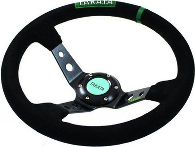 Timon sportiv MTuning Steering Wheel Pro 350mm, offset 80mm, suede i gjelbër