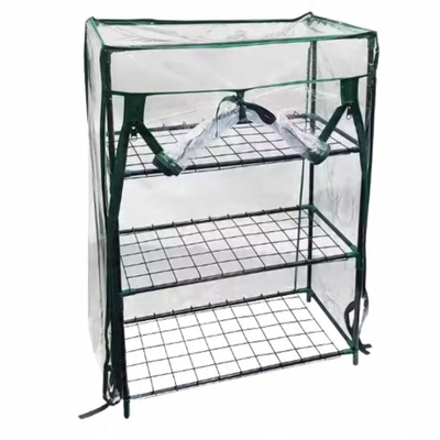 Sera mini për ballkon, 3 rafte metalike, PVC, 46 x 24 x 80 cm, transparente