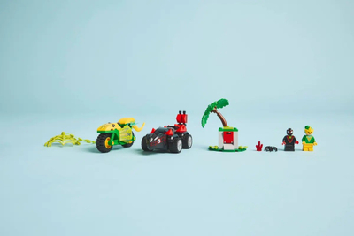 Set ndërtimi LEGO Spin and Electro Dinosaur Vehicle Chase, me dinosaur, me automjete lojërash, shumëngjyrëshe