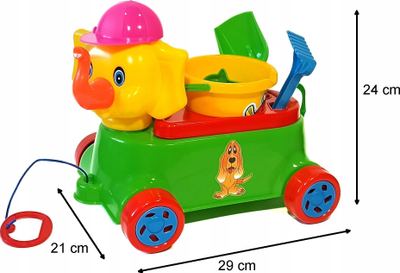 Lodër me tërheqje LAZUR Elefant, set për rërë, plastik, shumëngjyrësh