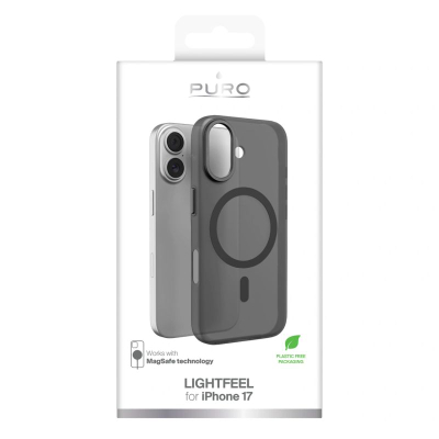 Mbështjellës Puro Lightfeel për iPhone 17, MagSafe, gjysmë-transparent gri