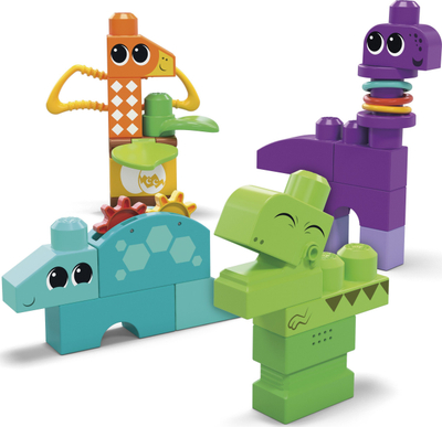 Lodër ndërtuese Mega Bloks Squeak 'n Chomp Dinos, 24 pjesë, sensorike, shumëngjyrëshe