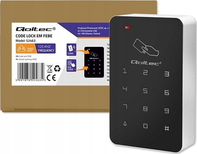 Kod bravë Qoltec FEBE, RFID 125kHz, deri 1000 përdorues, e zezë