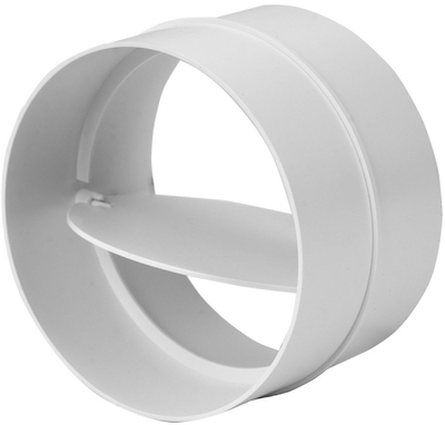 Lidhëse ventilimi AV100, 100mm 4", me valvul moskthimi, plastike e bardhë