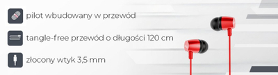Kufje in ear Aiwa ESTM-30RD, 3.5mm, telares, të kuqe