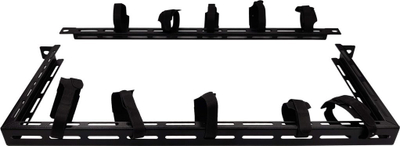 Panel për rregullim kabllosh Lanview by Logon 1/2U 19", me 10 shirita Velcro, i zi