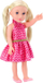 Kukull Pink Doll, 46 cm, fustan rozë, flokë bionde me bishtaleca
