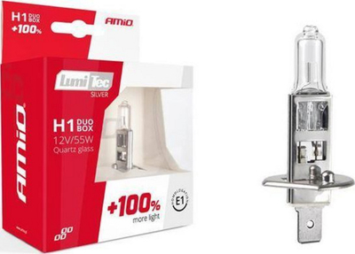 Авто светилка AMiO 01401 H1, халогена 55W, 12V, бела