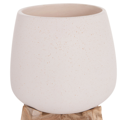 Vazo dekorative FRELLO HM4674.02S, fiber cement, 14.5x14.5x16 cm, e bardhë