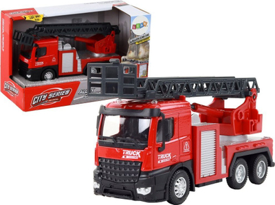 Lodër kamion zjarrfikës Leantoys Fire Truck, shkallë teleskopike, 1:32, i kuq