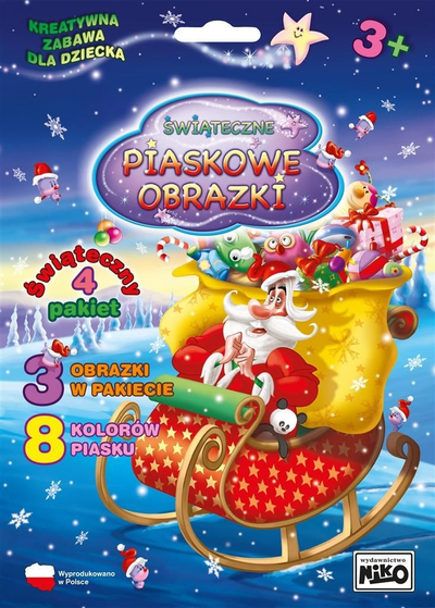 Set kreativ me rërë dekorative Świąteczne Piaskowe Obrazki, 3 figura, 8 ngjyra rëre, shumëngjyrësh