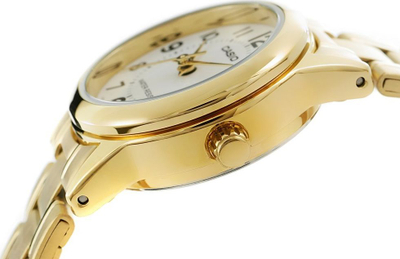 Orë dore Casio LTP-V002G-7B2 për femra, analog, datë, e artë