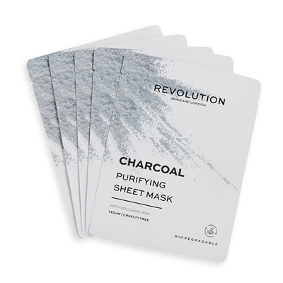 Revolution Skincare Биоразградлива Прочистувачка Маска со Активен Јаглен, Пакет од 5
