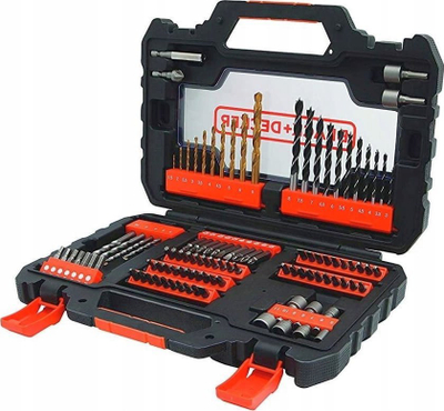 Set shpimi edhe vidhosje Black+Decker A7230-XJ, 104 pjesë, me kuti, i zi