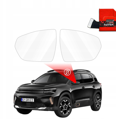 Folie mbrojtëse pasqyre GRIZZ ZeroDrop, për Citroen C5 Aircross 2018-2026, set 2 copë, transparente