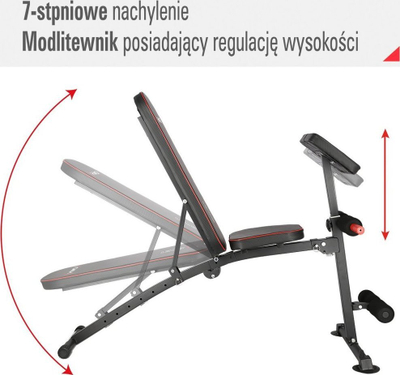 Stol multifunksional fitnes HMS L8021, kapasitet 150kg, i kuq e zi