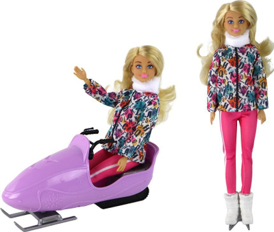 Kukull Anlily Winter Sports Leantoys, set sportiv dimri, flokë bjonde, shumëngjyrëshe