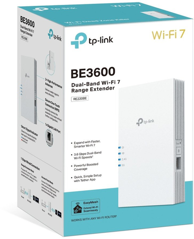 Zgjërues rrjeti TP-Link RE220BE, Wi-Fi 7, 2500 Mbps, i bardhë