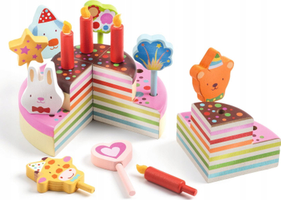 Kek lodër druri Small Foot Birthday Cake, set për me bo gati tortën, shumëngjyrësh