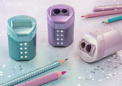 Mprehëse kutie Faber-Castell Double Hole RollOn Sparkle, 2 vrima, për lapsa standard dhe jumbo, ngjyra të përziera